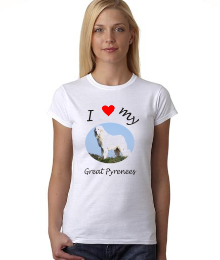 Dogs - I Heart My Great Pyrenees on Womans Shirt